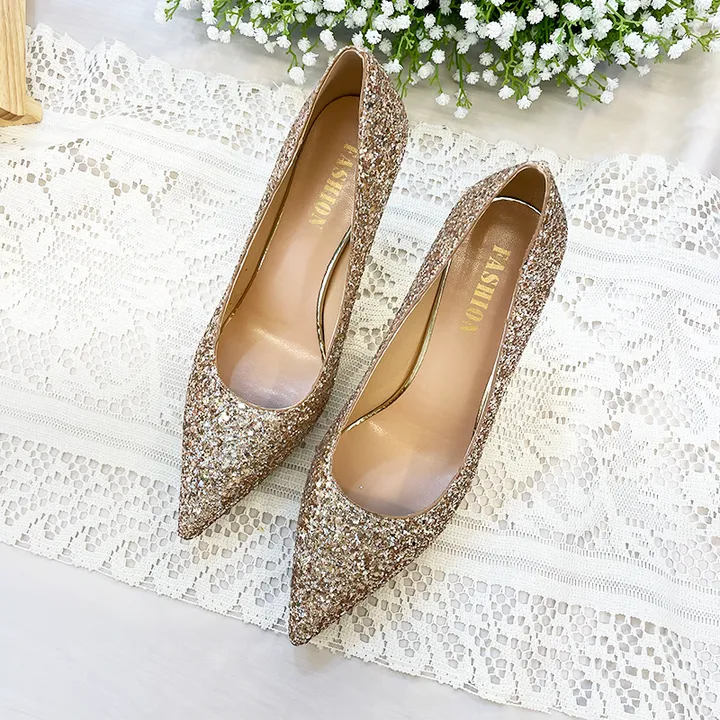 shoes30 블링블링 골드 미들힐 상세 이미지 11