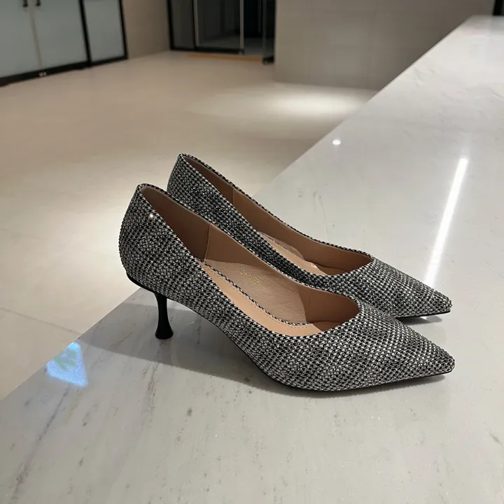 체크 큐빅 스틸레토 힐(수입) 6.5cm 상세 이미지 6