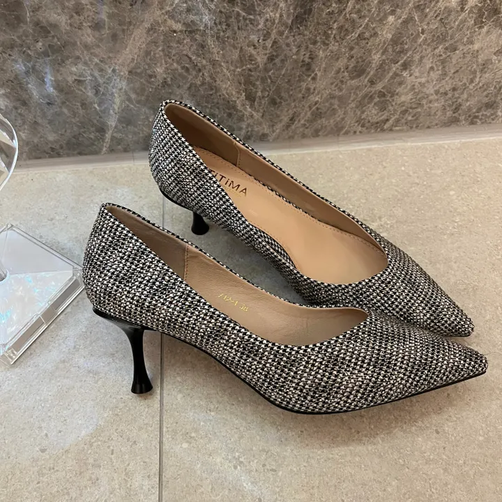 체크 큐빅 스틸레토 힐(수입) 6.5cm 상세 이미지 8