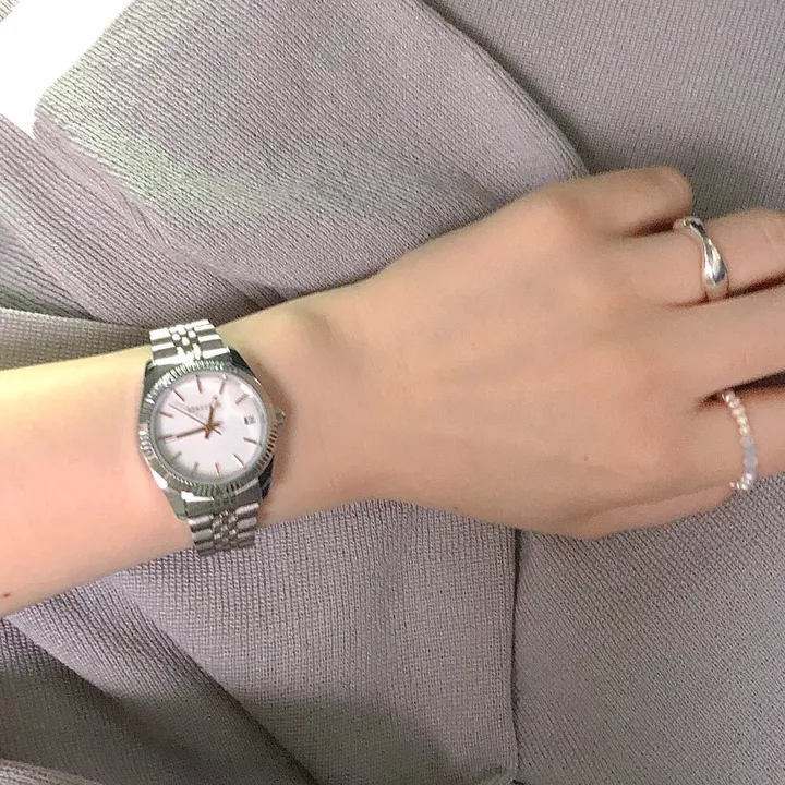 여자 여성용 스타카토 실버색상 로렉스줄 메탈시계 상세 이미지 15