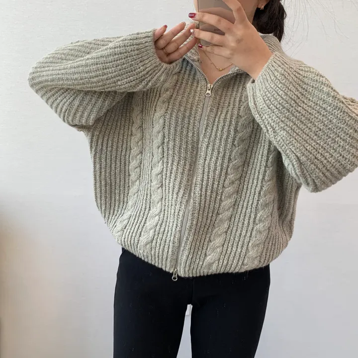 [3천장돌파/핏보장] 꽈배기 벌룬 폴라앤카라 투웨이 니트 집업가디건 5color 상세 이미지 27