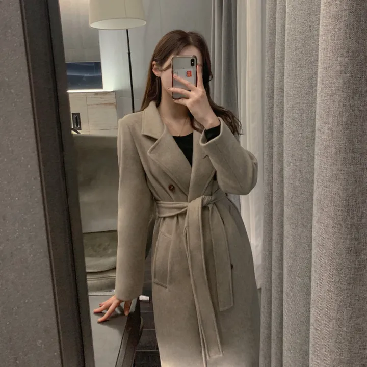 [누빔선택🔥여리핏] 어깨부각X 슬림 여리 스탠다드핏 슬릿 벨트 롱 자켓 겨울 아우터 누빔 패딩 안감 울 모직 코트 3col 상세 이미지 15