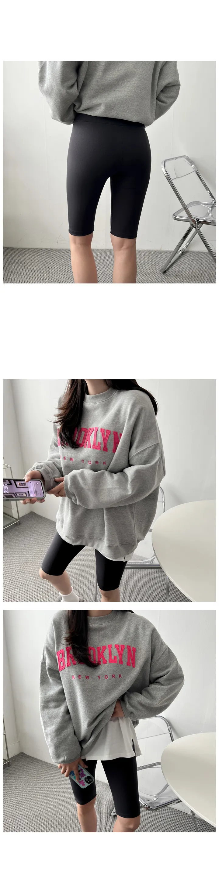 (FREE-2XL)기모 코트나 바이커 5부 레깅스 팬츠 스판 짱짱 싸이클 하이웨스트 무지 밴딩 반바지 마실룩 트레이닝 츄리닝 발열 하의 빅사이즈 상세 이미지 7