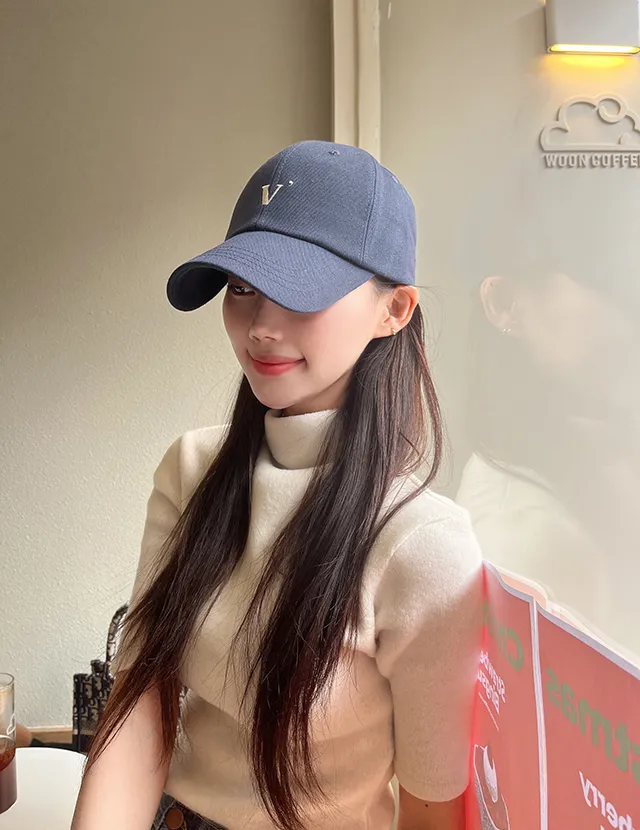 [묶음할인]심플 V 데일리 로고 깊이감깊은 대두 볼캡 연예인 모자 6color 상세 이미지 16