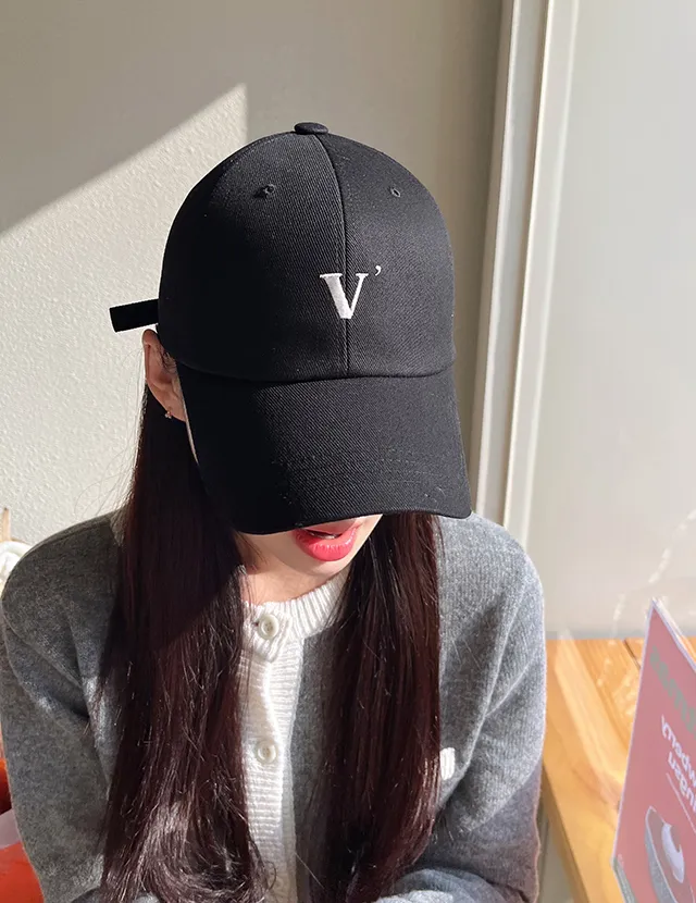 [묶음할인]심플 V 데일리 로고 깊이감깊은 대두 볼캡 연예인 모자 6color 상세 이미지 12