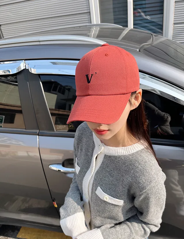 [묶음할인]심플 V 데일리 로고 깊이감깊은 대두 볼캡 연예인 모자 6color 상세 이미지 4