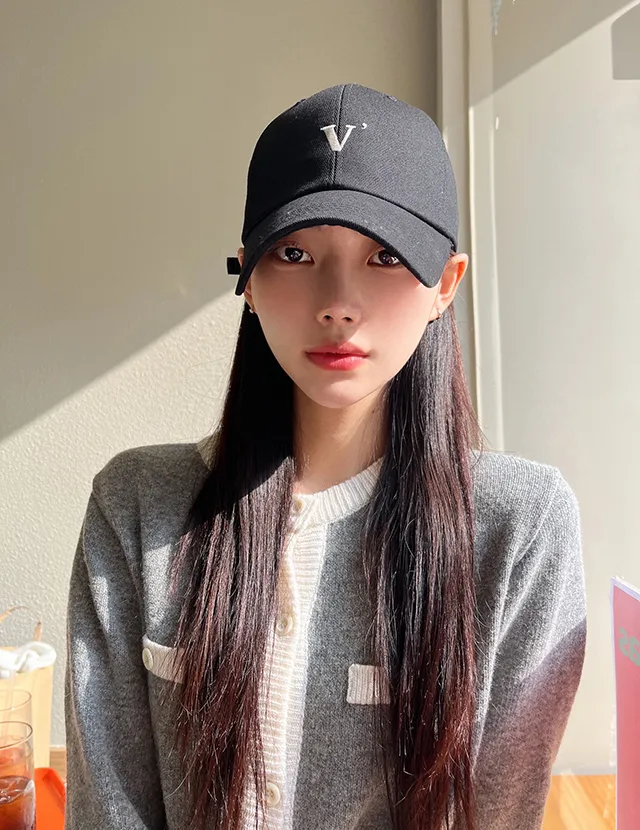 [묶음할인]심플 V 데일리 로고 깊이감깊은 대두 볼캡 연예인 모자 6color 상세 이미지 9