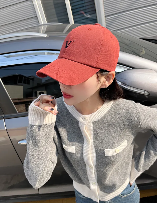 [묶음할인]심플 V 데일리 로고 깊이감깊은 대두 볼캡 연예인 모자 6color 상세 이미지 1
