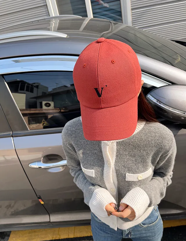 [묶음할인]심플 V 데일리 로고 깊이감깊은 대두 볼캡 연예인 모자 6color 상세 이미지 2