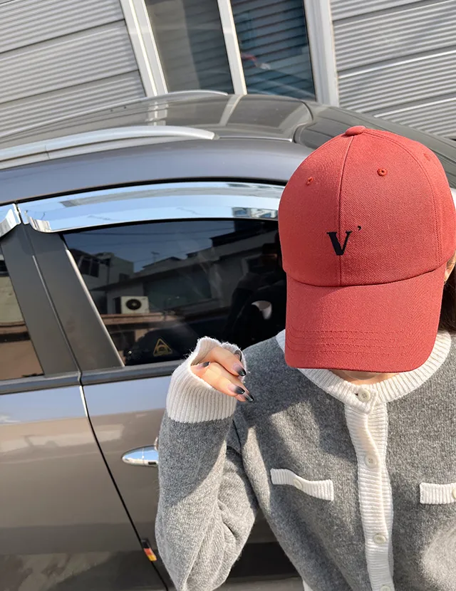 [묶음할인]심플 V 데일리 로고 깊이감깊은 대두 볼캡 연예인 모자 6color 상세 이미지 3