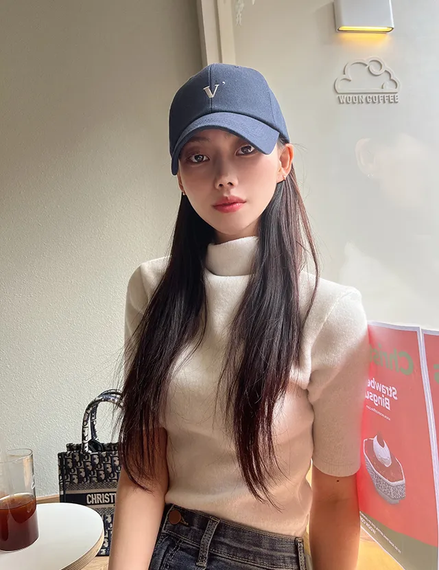 [묶음할인]심플 V 데일리 로고 깊이감깊은 대두 볼캡 연예인 모자 6color 상세 이미지 15