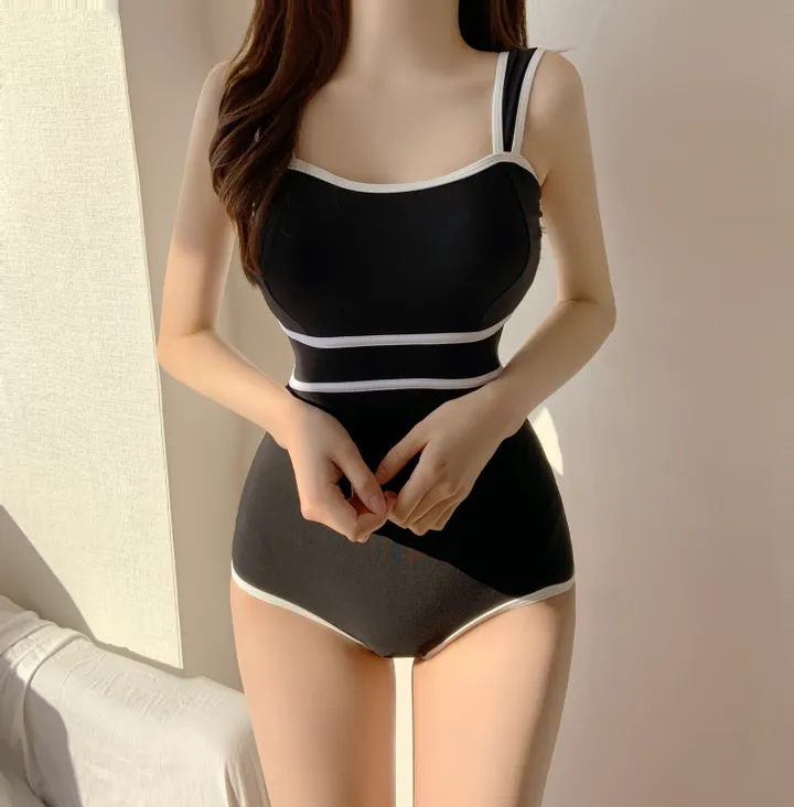(당일출고) 프렌치무드 감성 2PCS 배색 모노키니 스커트세트 수영복 비키니 빅사이즈 큰사이즈 66사이즈 77사이즈 플러스사이즈 상세 이미지 7