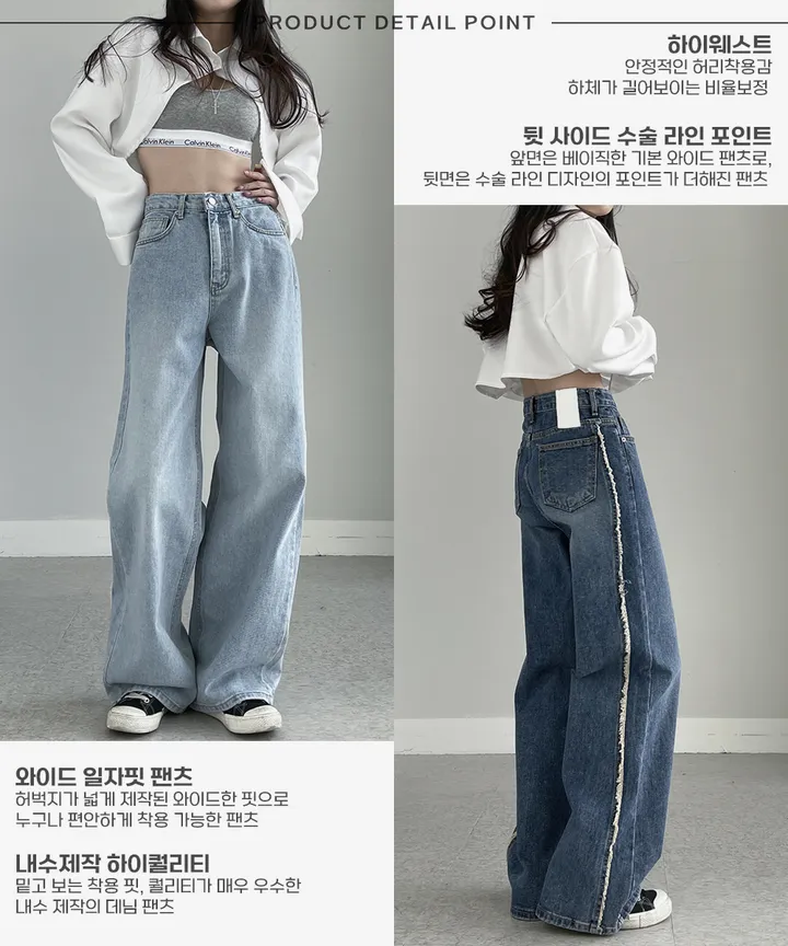 [~3XL] 테슬라 라인 와이드 데님 팬츠 상세 이미지 1