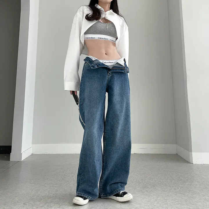 [~3XL] 테슬라 라인 와이드 데님 팬츠 상세 이미지 12