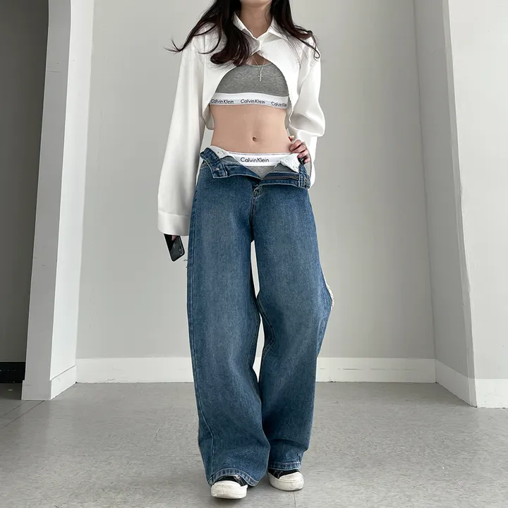 [~3XL] 테슬라 라인 와이드 데님 팬츠 상세 이미지 14