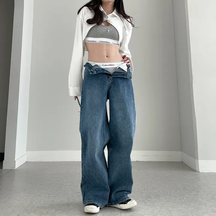 [~3XL] 테슬라 라인 와이드 데님 팬츠 상세 이미지 28