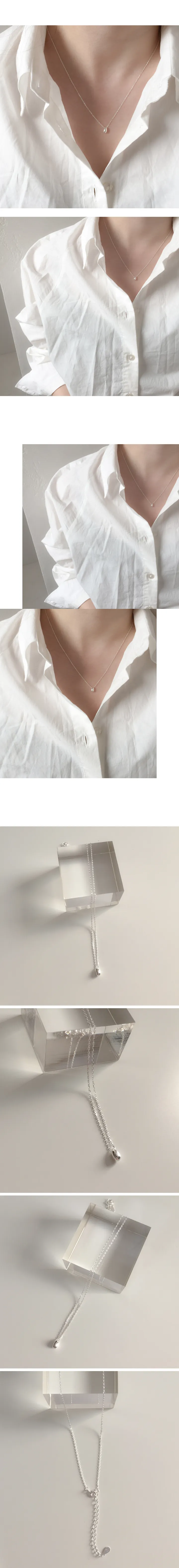 sun necklace (silver925)(입고지연) 실버 물방울 펜던트 은 목걸이 심플 네크리스 상세 이미지 1