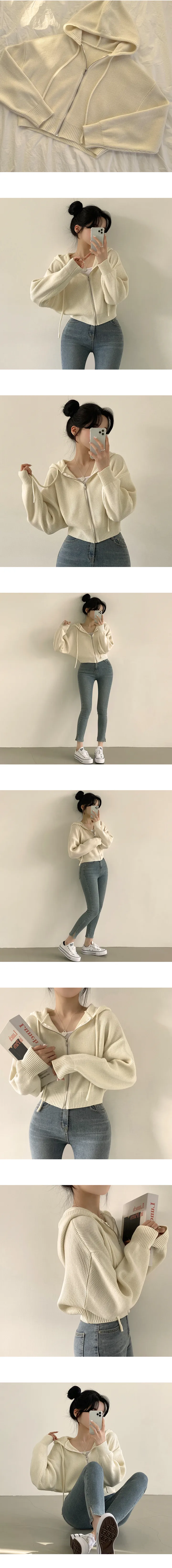 [꾸안꾸/러블리무드~] 파스텔톤, 아방핏 후드 집업 크롭 니트가디건 (6color) 상세 이미지 6