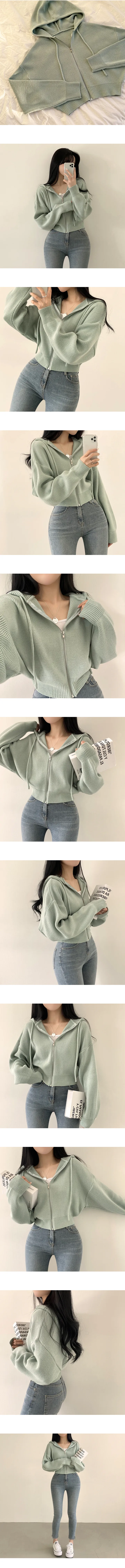 [꾸안꾸/러블리무드~] 파스텔톤, 아방핏 후드 집업 크롭 니트가디건 (6color) 상세 이미지 5