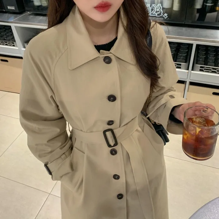 [분위기갑🌼여리핏] 벨트set 루즈핏 롱 트렌치 코트 싱글 카라 바바리 간절기 아우터 바바리 자켓 아이보리 라이트베이지 블랙 봄 간절기 꽃놀이룩 상세 이미지 10