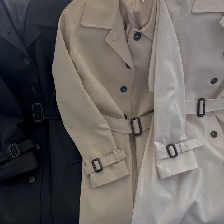 [분위기갑🌼여리핏] 벨트set 루즈핏 롱 트렌치 코트 싱글 카라 바바리 간절기 아우터 바바리 자켓 아이보리 라이트베이지 블랙 봄 간절기 꽃놀이룩 상세 이미지 76