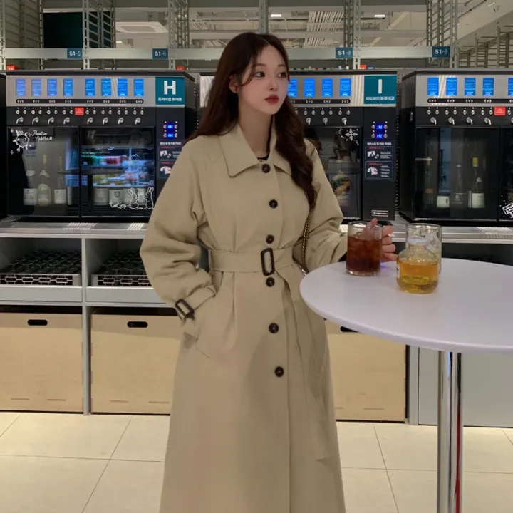 [분위기갑🌼여리핏] 벨트set 루즈핏 롱 트렌치 코트 싱글 카라 바바리 간절기 아우터 바바리 자켓 아이보리 라이트베이지 블랙 봄 간절기 꽃놀이룩 상세 이미지 11