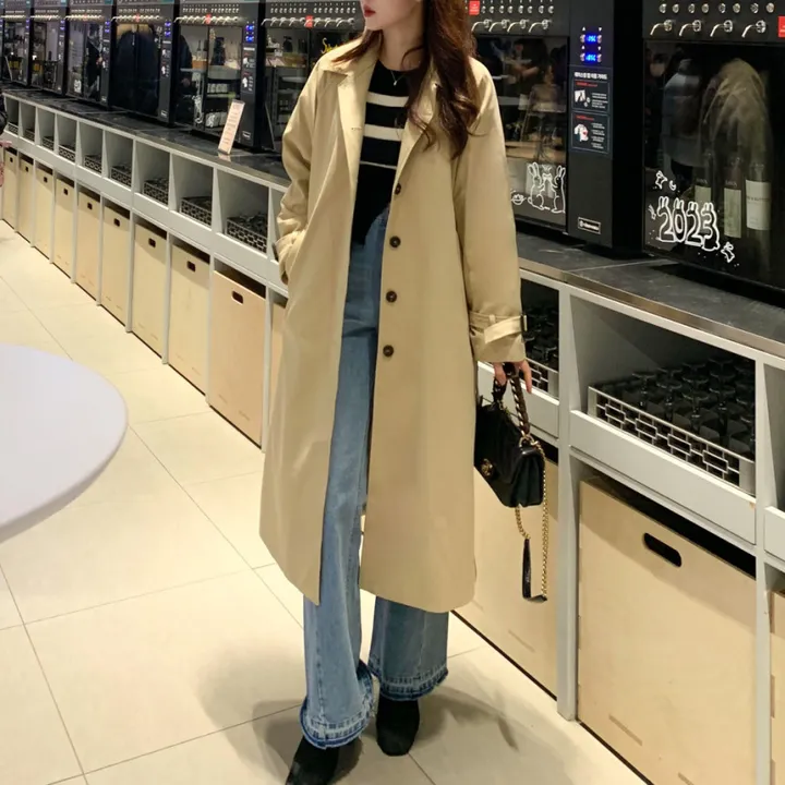 [분위기갑🌼여리핏] 벨트set 루즈핏 롱 트렌치 코트 싱글 카라 바바리 간절기 아우터 바바리 자켓 아이보리 라이트베이지 블랙 봄 간절기 꽃놀이룩 상세 이미지 2