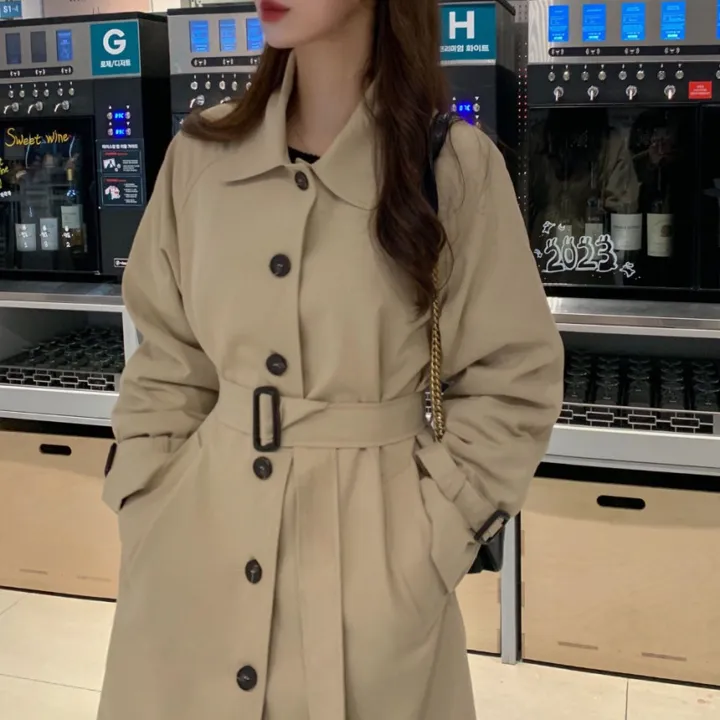 [분위기갑🌼여리핏] 벨트set 루즈핏 롱 트렌치 코트 싱글 카라 바바리 간절기 아우터 바바리 자켓 아이보리 라이트베이지 블랙 봄 간절기 꽃놀이룩 상세 이미지 44