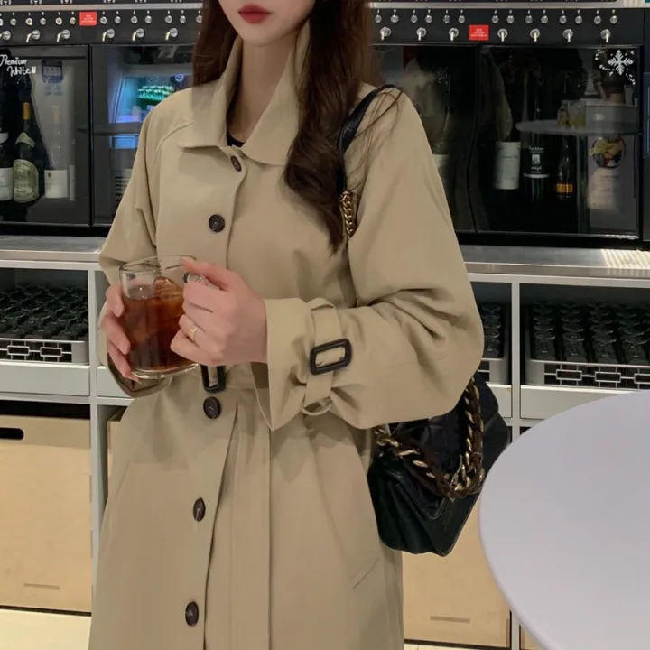 [분위기갑🌼여리핏] 벨트set 루즈핏 롱 트렌치 코트 싱글 카라 바바리 간절기 아우터 바바리 자켓 아이보리 라이트베이지 블랙 봄 간절기 꽃놀이룩 상세 이미지 42