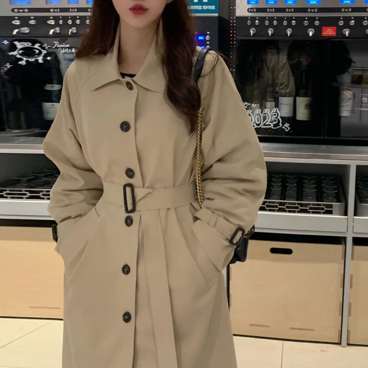 [분위기갑🌼여리핏] 벨트set 루즈핏 롱 트렌치 코트 싱글 카라 바바리 간절기 아우터 바바리 자켓 아이보리 라이트베이지 블랙 봄 간절기 꽃놀이룩 상세 이미지 43