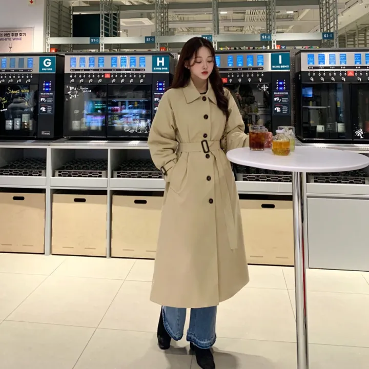 [분위기갑🌼여리핏] 벨트set 루즈핏 롱 트렌치 코트 싱글 카라 바바리 간절기 아우터 바바리 자켓 아이보리 라이트베이지 블랙 봄 간절기 꽃놀이룩 상세 이미지 15
