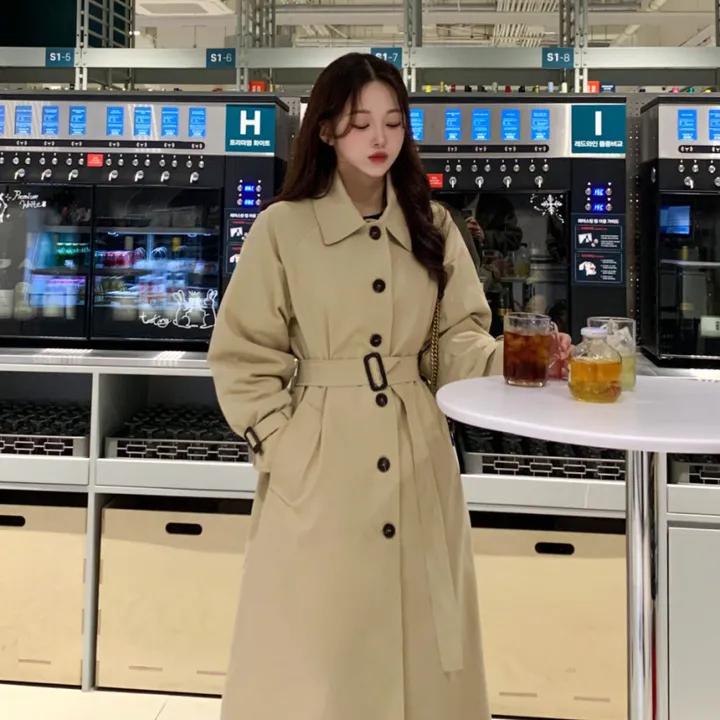[분위기갑🌼여리핏] 벨트set 루즈핏 롱 트렌치 코트 싱글 카라 바바리 간절기 아우터 바바리 자켓 아이보리 라이트베이지 블랙 봄 간절기 꽃놀이룩 상세 이미지 6