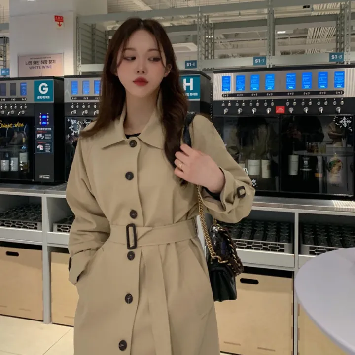 [분위기갑🌼여리핏] 벨트set 루즈핏 롱 트렌치 코트 싱글 카라 바바리 간절기 아우터 바바리 자켓 아이보리 라이트베이지 블랙 봄 간절기 꽃놀이룩 상세 이미지 37