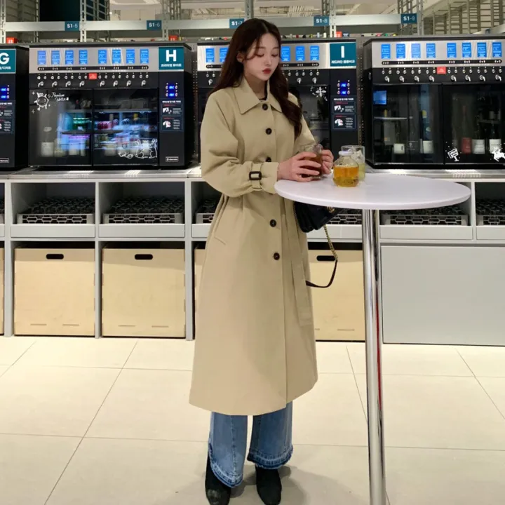 [분위기갑🌼여리핏] 벨트set 루즈핏 롱 트렌치 코트 싱글 카라 바바리 간절기 아우터 바바리 자켓 아이보리 라이트베이지 블랙 봄 간절기 꽃놀이룩 상세 이미지 46