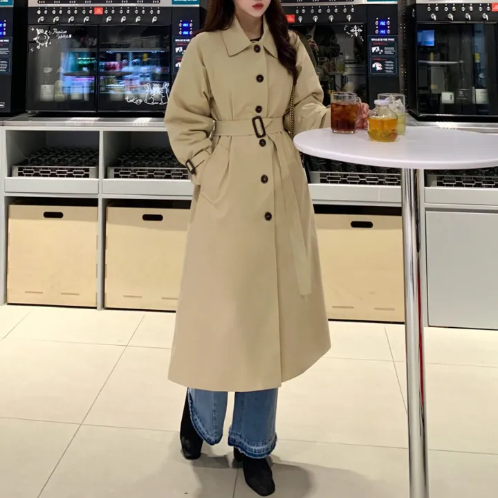 [분위기갑🌼여리핏] 벨트set 루즈핏 롱 트렌치 코트 싱글 카라 바바리 간절기 아우터 바바리 자켓 아이보리 라이트베이지 블랙 봄 간절기 꽃놀이룩 상세 이미지 63