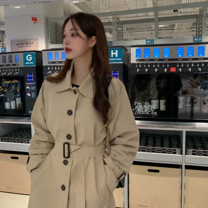 [분위기갑🌼여리핏] 벨트set 루즈핏 롱 트렌치 코트 싱글 카라 바바리 간절기 아우터 바바리 자켓 아이보리 라이트베이지 블랙 봄 간절기 꽃놀이룩 상세 이미지 36