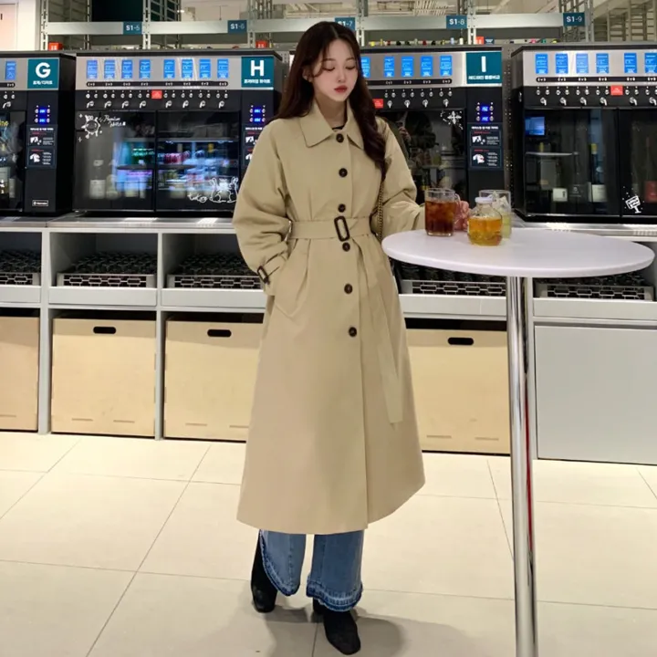 [분위기갑🌼여리핏] 벨트set 루즈핏 롱 트렌치 코트 싱글 카라 바바리 간절기 아우터 바바리 자켓 아이보리 라이트베이지 블랙 봄 간절기 꽃놀이룩 상세 이미지 47