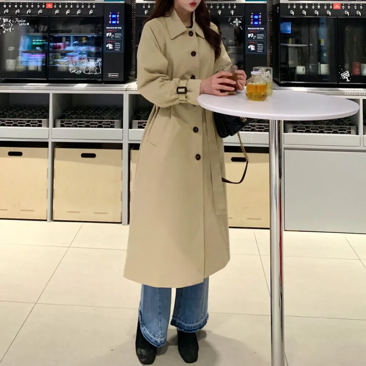 [분위기갑🌼여리핏] 벨트set 루즈핏 롱 트렌치 코트 싱글 카라 바바리 간절기 아우터 바바리 자켓 아이보리 라이트베이지 블랙 봄 간절기 꽃놀이룩 상세 이미지 62