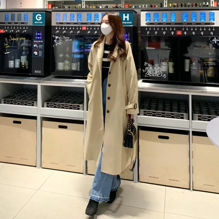 [분위기갑🌼여리핏] 벨트set 루즈핏 롱 트렌치 코트 싱글 카라 바바리 간절기 아우터 바바리 자켓 아이보리 라이트베이지 블랙 봄 간절기 꽃놀이룩 상세 이미지 60