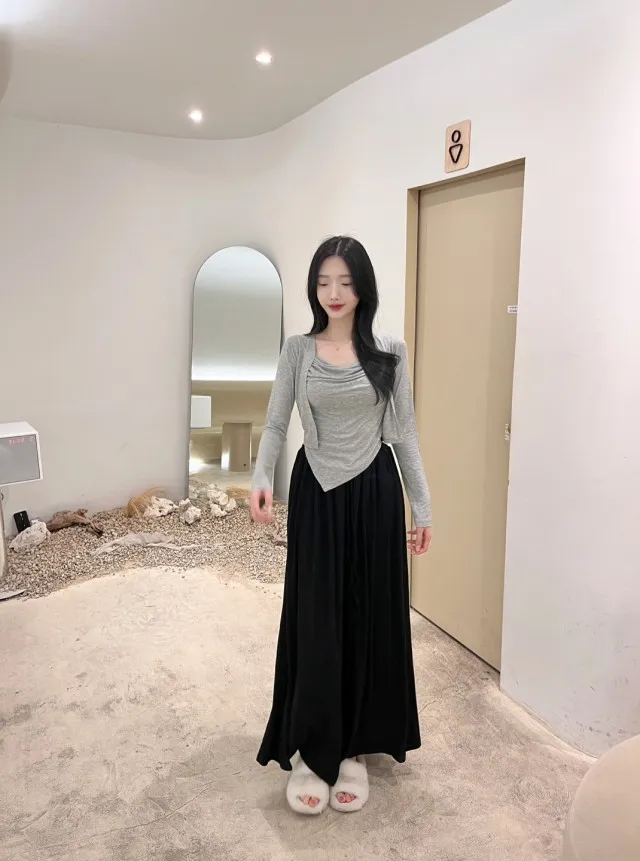 *당일발송*동일상품최저가*무조건 강추! [세트가격/핏보장] 드레이프 언발 셔링 나시 가디건 이너 탑 세트 4colors 상세 이미지 21