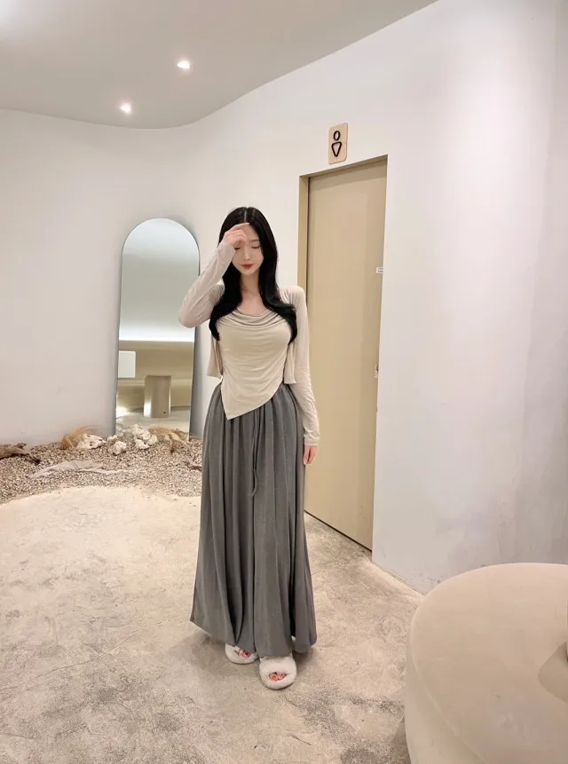 *당일발송*동일상품최저가*무조건 강추! [세트가격/핏보장] 드레이프 언발 셔링 나시 가디건 이너 탑 세트 4colors 상세 이미지 4