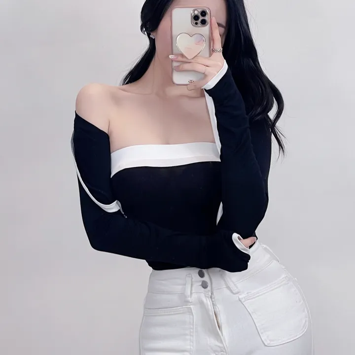 [1+1할인][탑+가디건SET/3col] 배색 튜브탑 탑 TOP 크롭 CROP 슬림 스판 긴팔 여리 가디건 세트 데일리 베이직 캐주얼 페미닌 청순 여성스러운 (3colors) 상세 이미지 20