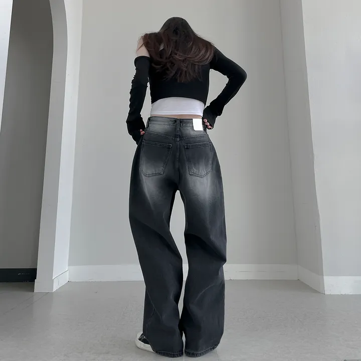시즈니 블랙 무채색 워싱 와이드 데님 팬츠 상세 이미지 15
