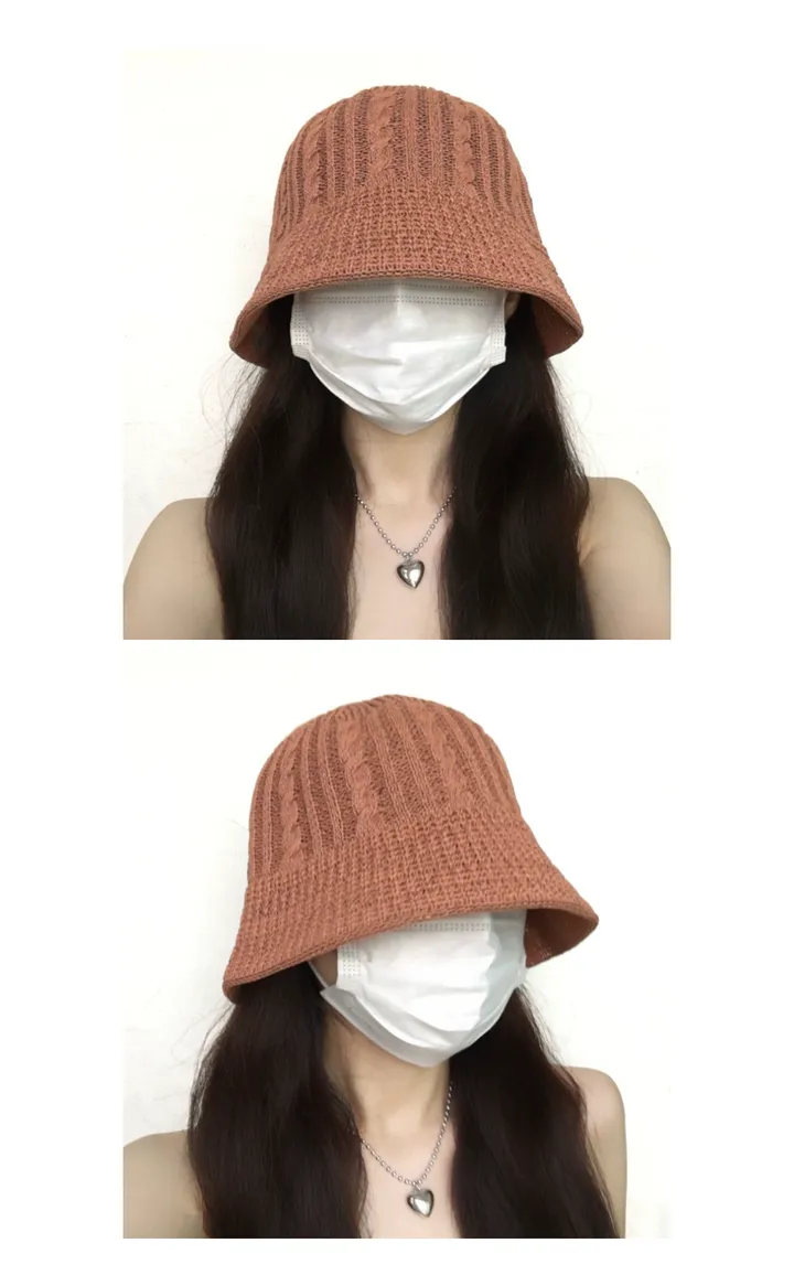 [추가할인/당일출고] 로즈 여름 꽈배기 니트 벙거지 - 대두커버 데일리 봄 여름 가을 신상 쌍수 성형수술 버킷햇 상세 이미지 16