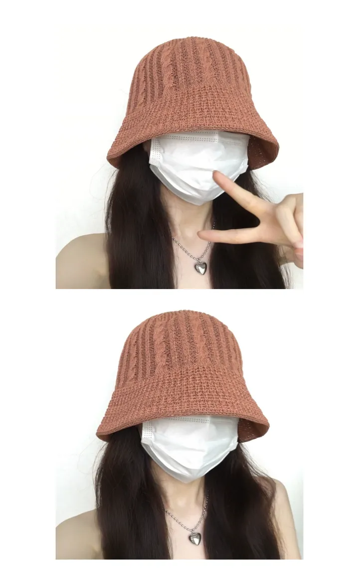 [추가할인/당일출고] 로즈 여름 꽈배기 니트 벙거지 - 대두커버 데일리 봄 여름 가을 신상 쌍수 성형수술 버킷햇 상세 이미지 18