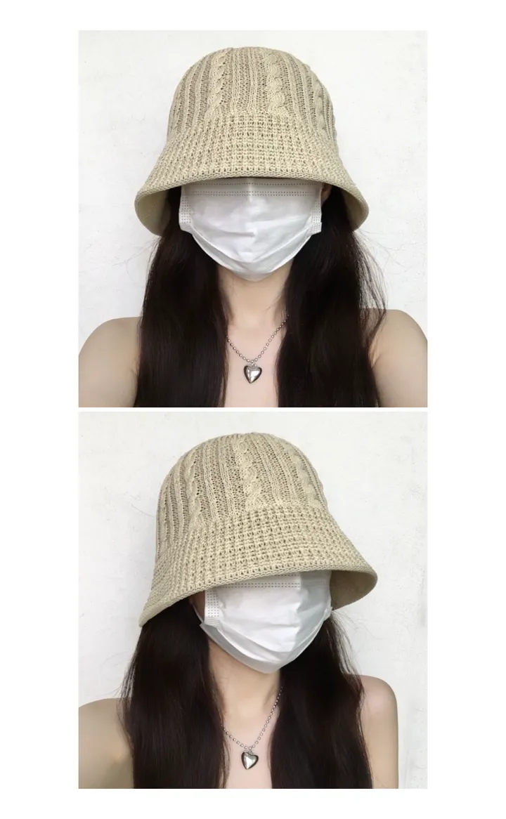 [추가할인/당일출고] 로즈 여름 꽈배기 니트 벙거지 - 대두커버 데일리 봄 여름 가을 신상 쌍수 성형수술 버킷햇 상세 이미지 5
