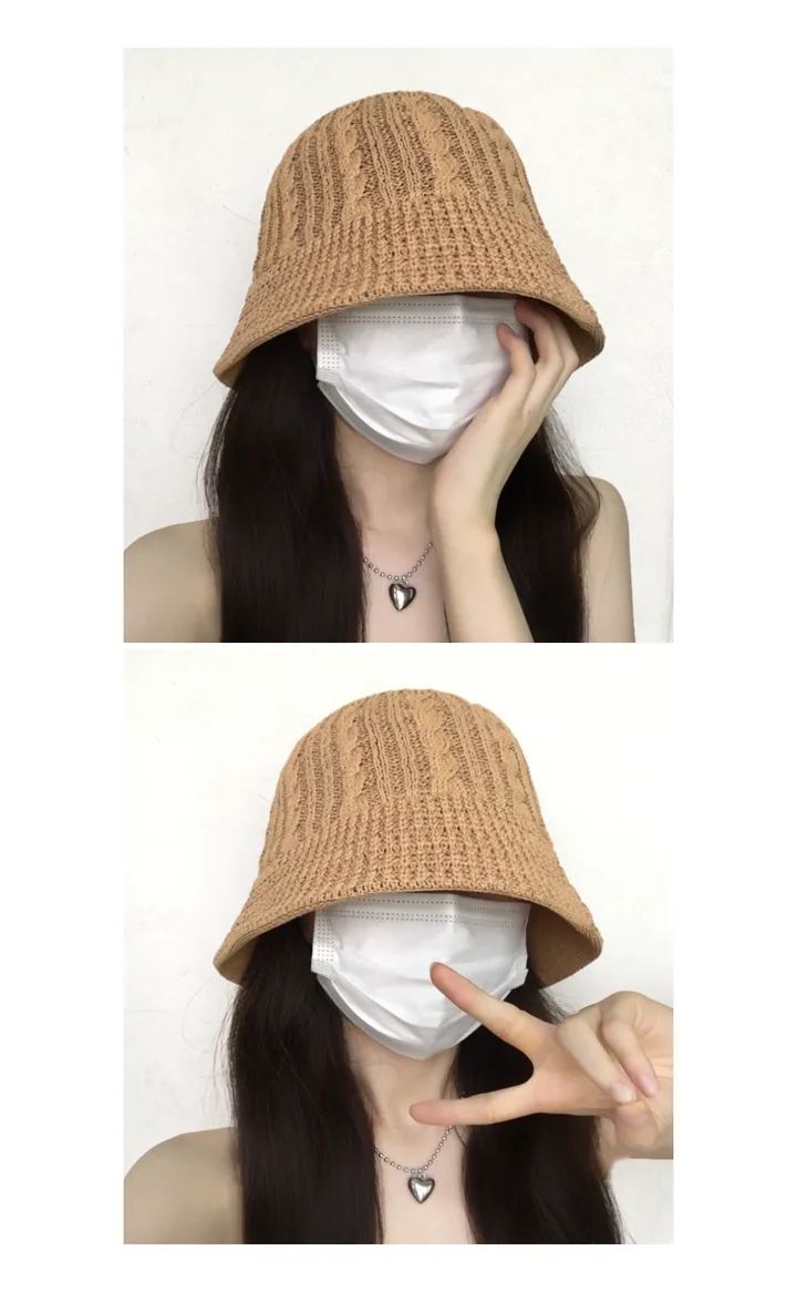 [추가할인/당일출고] 로즈 여름 꽈배기 니트 벙거지 - 대두커버 데일리 봄 여름 가을 신상 쌍수 성형수술 버킷햇 상세 이미지 12
