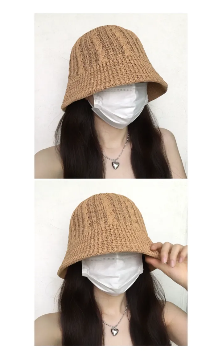 [추가할인/당일출고] 로즈 여름 꽈배기 니트 벙거지 - 대두커버 데일리 봄 여름 가을 신상 쌍수 성형수술 버킷햇 상세 이미지 11