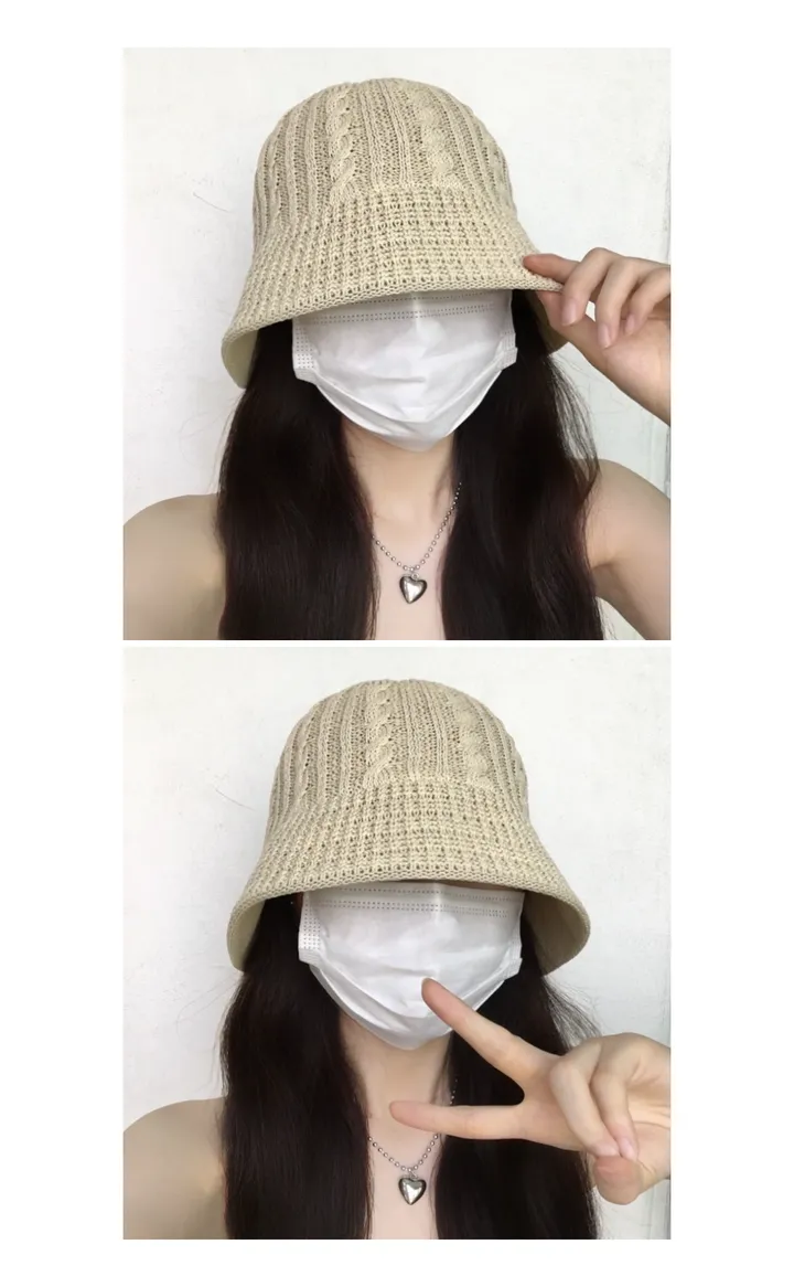 [추가할인/당일출고] 로즈 여름 꽈배기 니트 벙거지 - 대두커버 데일리 봄 여름 가을 신상 쌍수 성형수술 버킷햇 상세 이미지 6