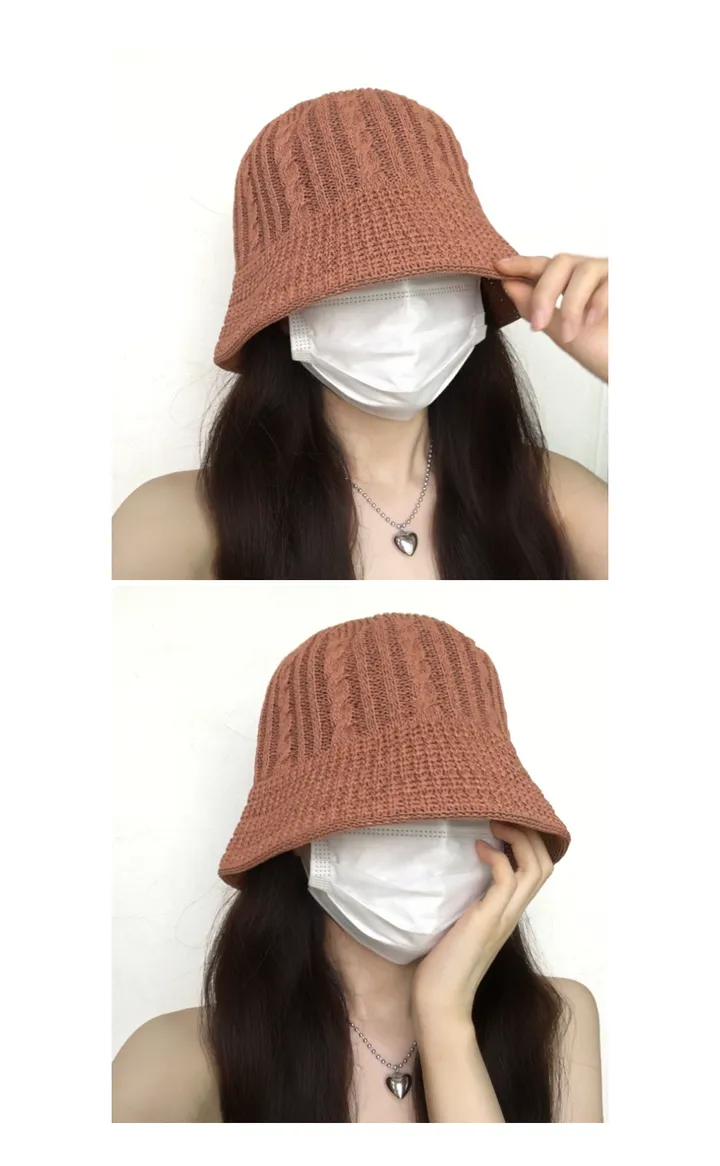 [추가할인/당일출고] 로즈 여름 꽈배기 니트 벙거지 - 대두커버 데일리 봄 여름 가을 신상 쌍수 성형수술 버킷햇 상세 이미지 17